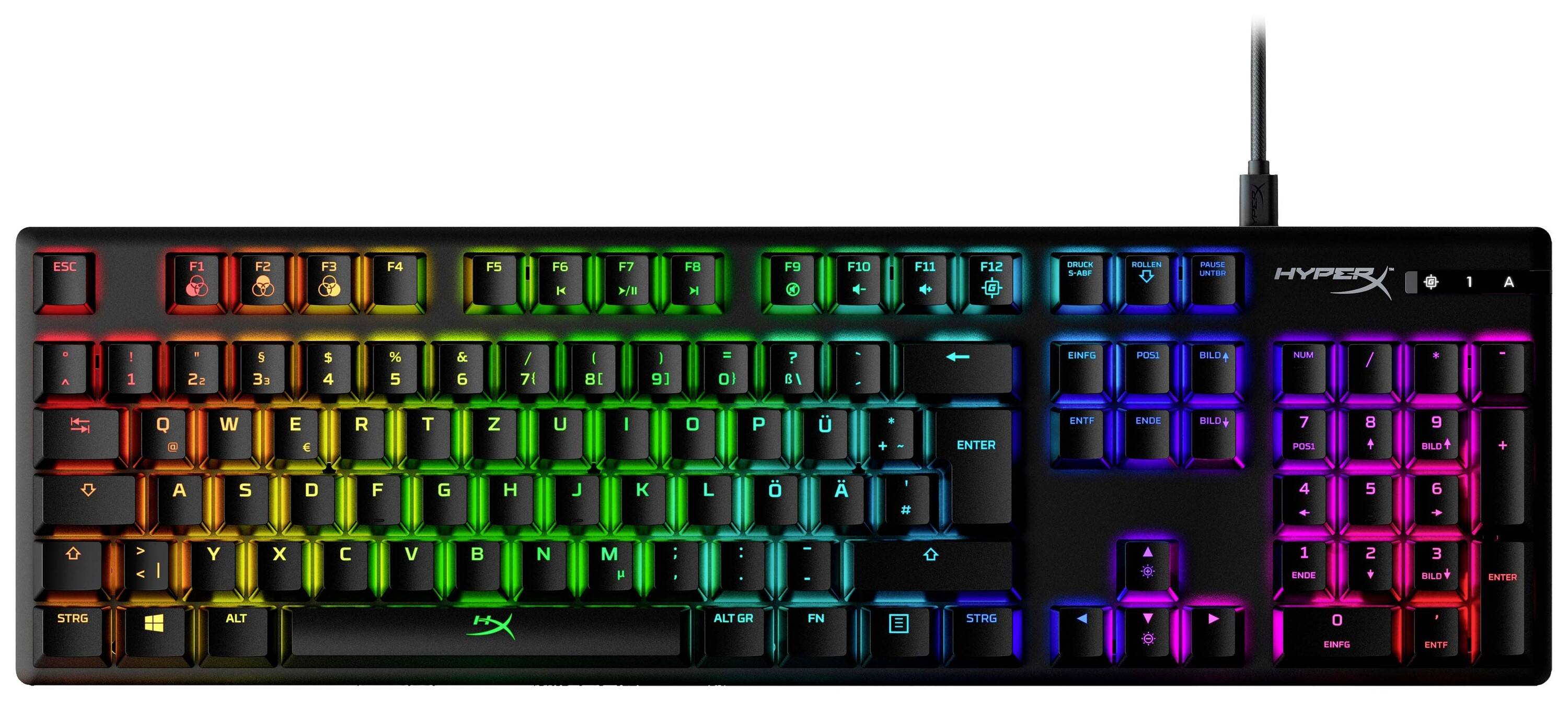 HyperX Alloy Origins Mechanical Corded Gaming keyboard German, QWERTZ Black Detachable cable, Backlit, Switch: red