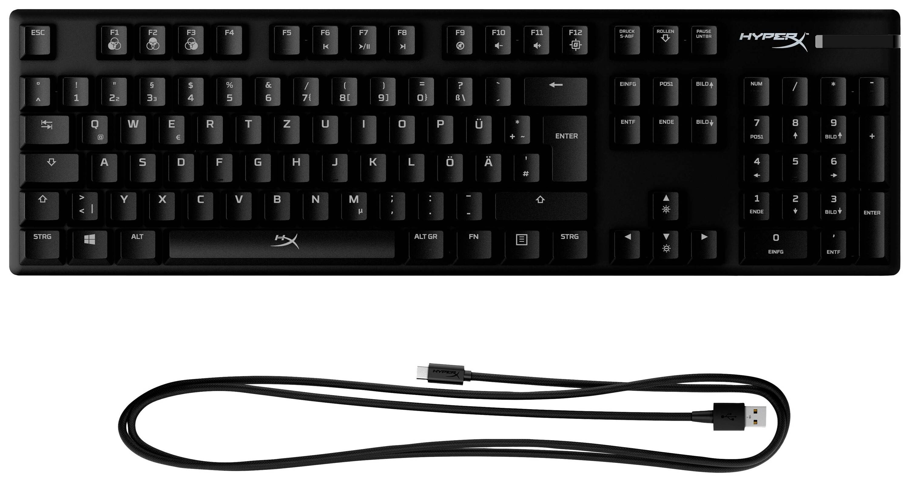 HyperX Alloy Origins Mechanical Corded Gaming keyboard German, QWERTZ Black Detachable cable, Backlit, Switch: red