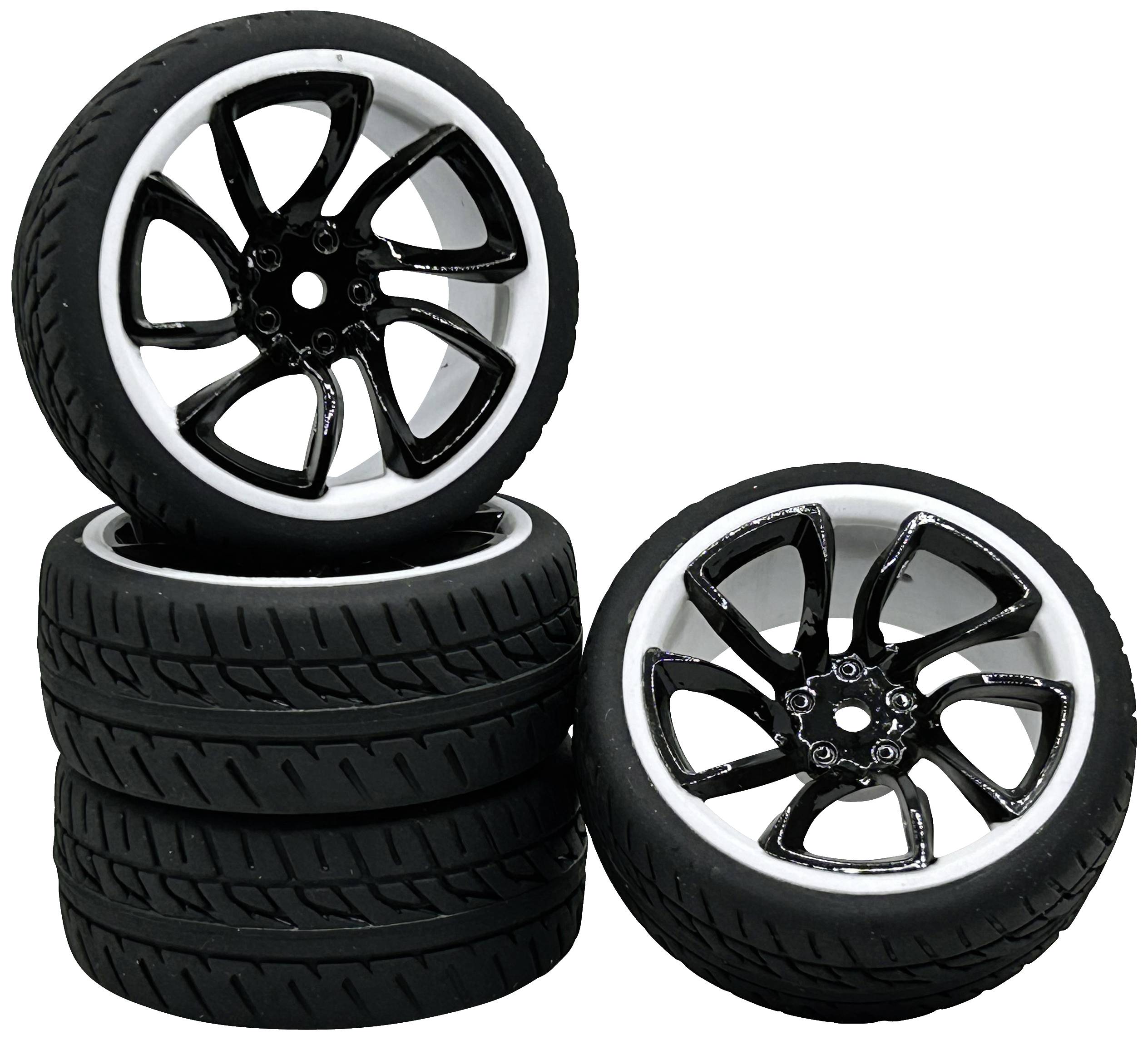 Reely 1:10 Road version, Sports car Complete wheels Speed TR Black-white 4 pc(s)-0