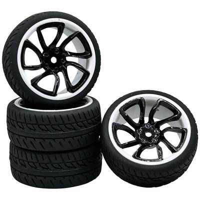 Image of Reely 1:10 Road version, Sports car Complete wheels Speed TR Black-white 4 pc(s)