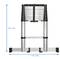 Aluminium telescopic ladder with non-slip end caps. Height: 85 cm, Width: 87 cm. Suitable for versatile use.