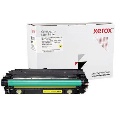 A Xerox toner cartridge stands in front of packaging labelled 'Cartridge for Laser Printer'.