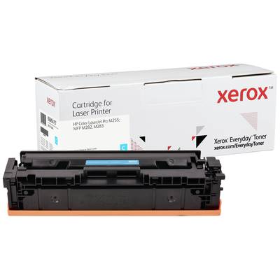 A black laser cartridge in front of packaging labelled 'Xerox', suitable for HP printers.