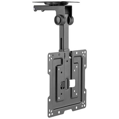 Metal mounting bracket for ceiling installation of a screen or monitor, with adjustable arm and mounting holes.