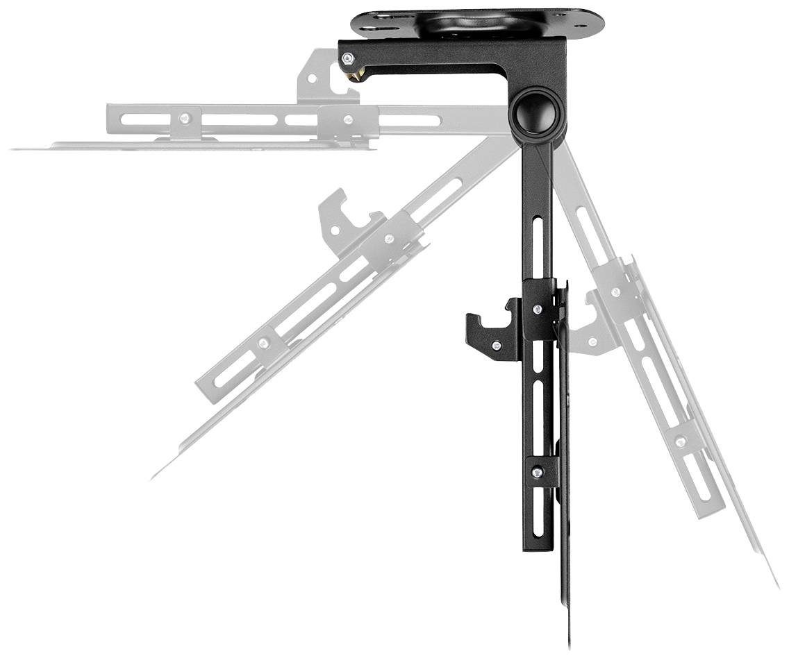 Adjustable metal bracket with various tilt angles, designed for mounting technical equipment or displays.