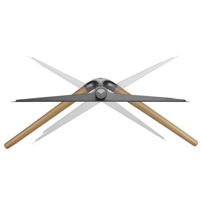 Folding X-Frame Table with Wooden Legs, Metal Hinge in the Centre. Shown in Open and Closed Positions.
