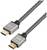 A braided HDMI cable with two gold-coloured connectors, labelled 'HDR' and '8K UHD', for high-resolution video transmission.