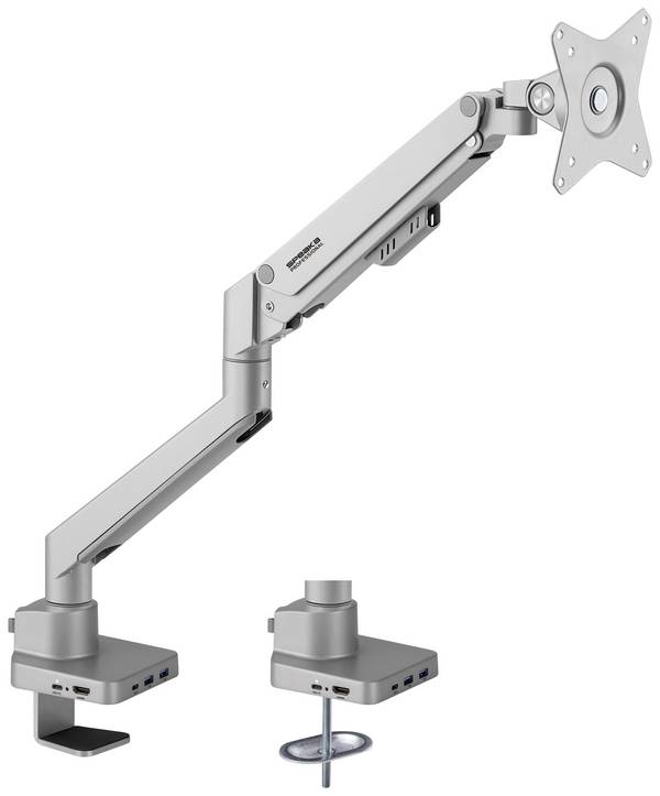 SpeaKa Professional SP-MM-600 Monitor desk mount 43,2 cm (17") - 81,3 cm (32") Pneumatic, Built-in docking station