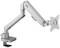 A ergonomic metal monitor arm with adjustable joint and multiple pivot points, suitable for various screen sizes.
