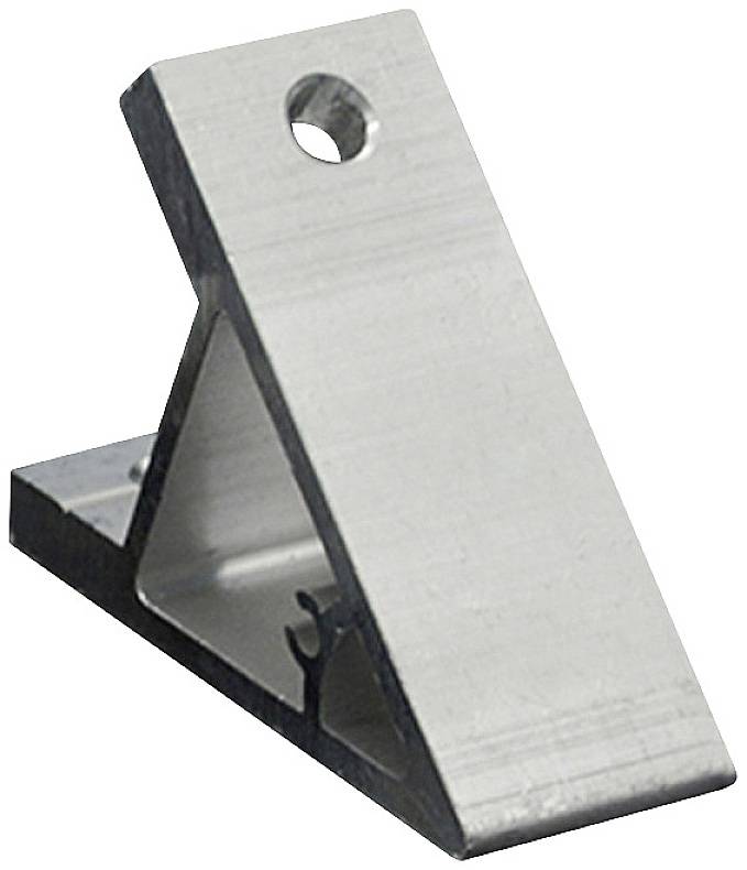A metallic mounting bracket with a hole for fixing, suitable for stabilising structures or machine frames.