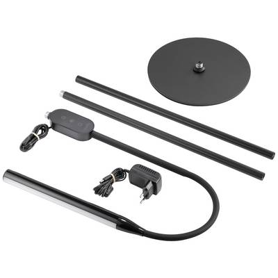 LED Floor Lamp in Individual Components: Stand, Base, Head with Cable, Power Supply. Ideal for Installation and Use in Interior Spaces.