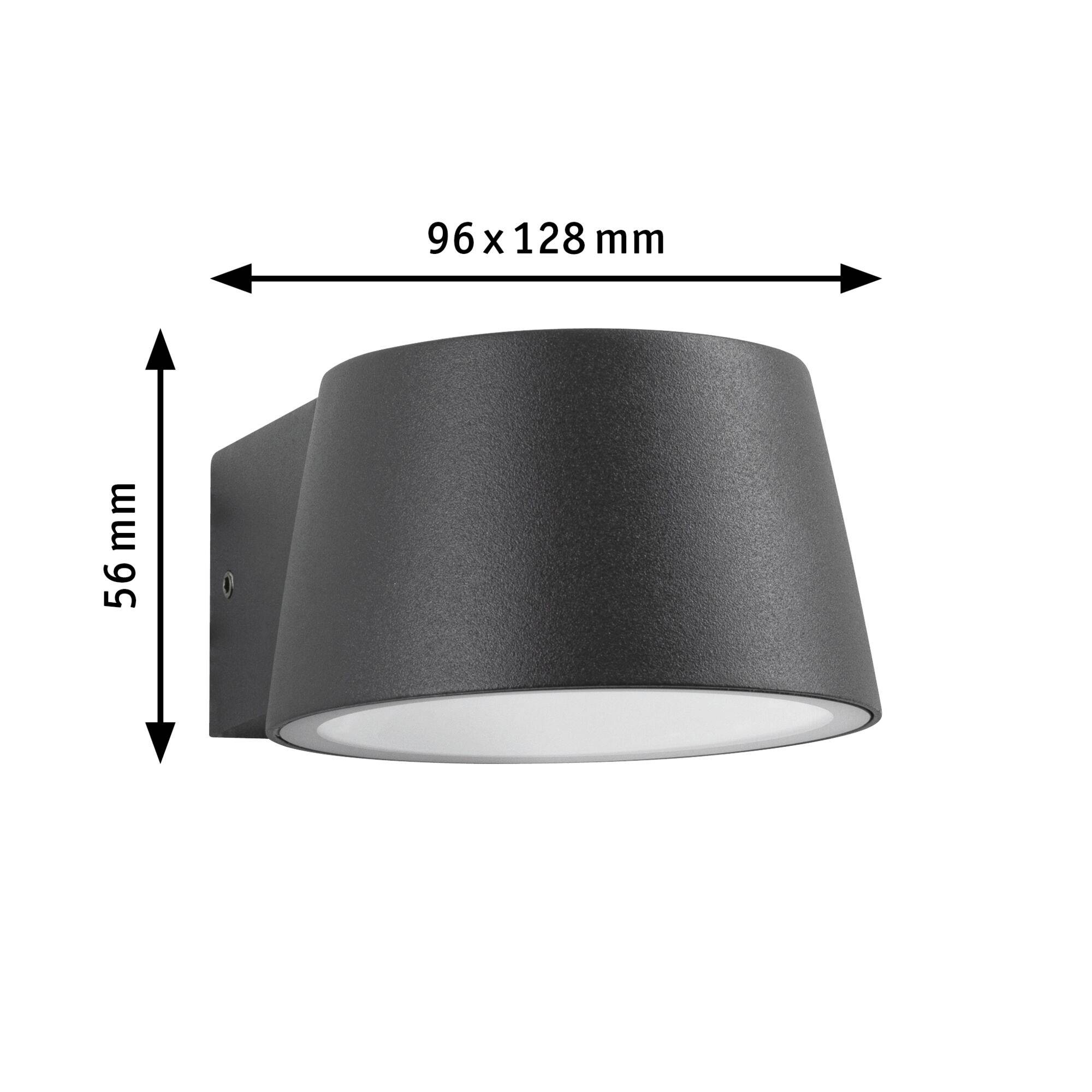 Wall light in black, dimensions: 96 x 128 mm. Height: 56 mm.