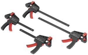 TOOLCRAFT TO-7870761 One-handed Clamp, Set of 4 (15 cm & 30 cm)   Span width (max.):300 mm Product size (length): 300 mm, 450 mm Nosing length:59 mm