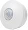 A white motion sensor with a hemispherical lens, potentially for wall or ceiling mounting in interior spaces.