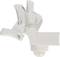 A white motion sensor with two adjustable lights facing outwards. Suitable for outdoor security lighting.
