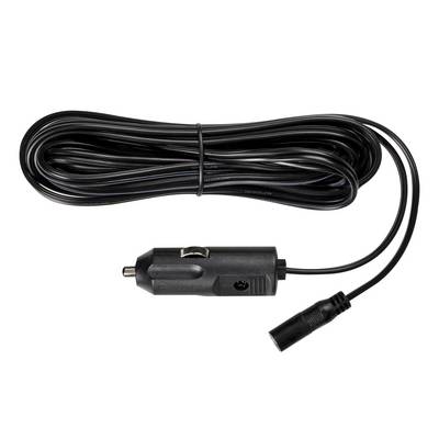 A long black cable with an adapter at the end, suitable for connecting to vehicle power sources.