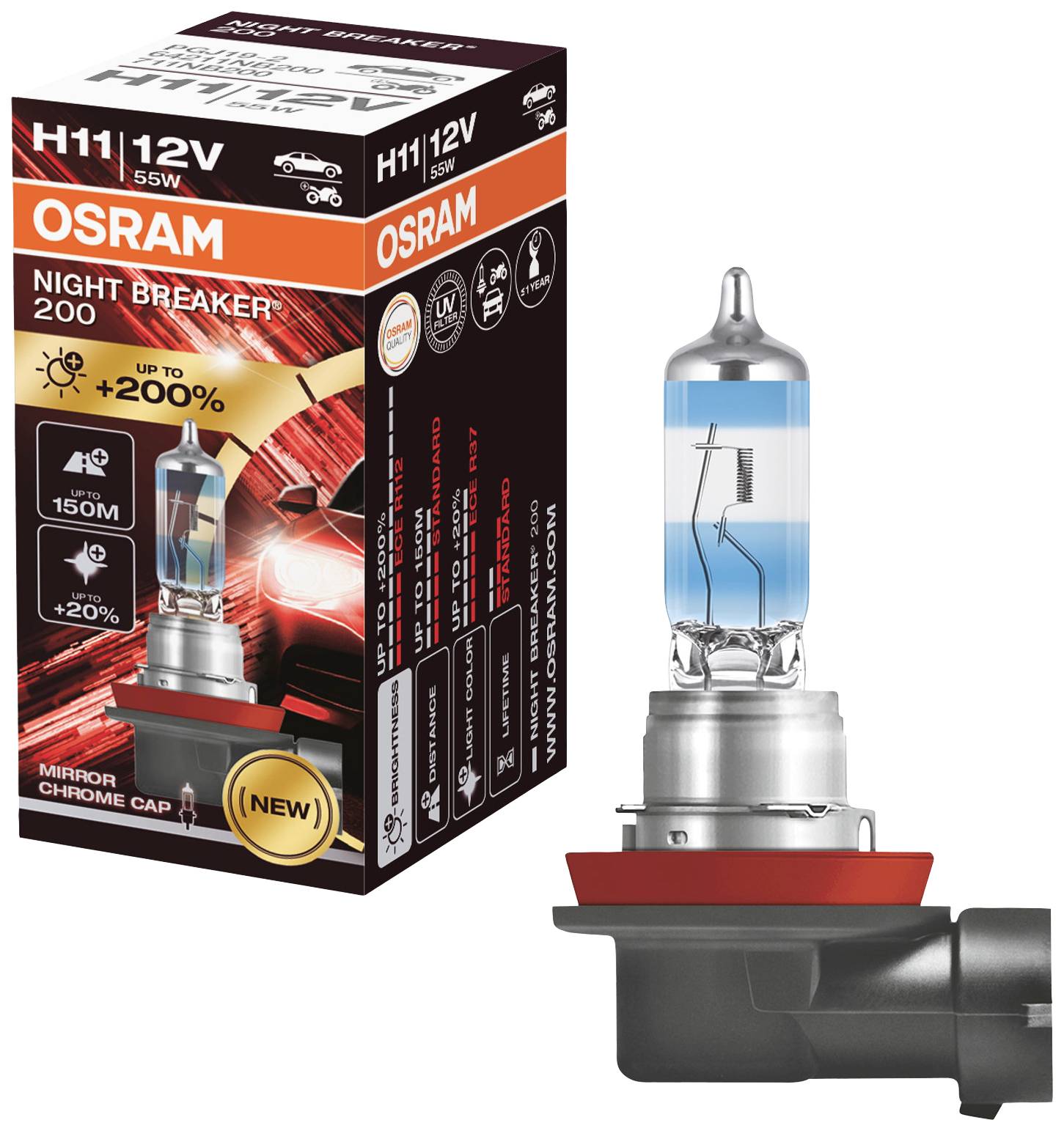 OSRAM 64211NB200 Halogen bulb Night Breaker H11 55 W 12 V