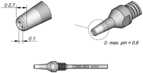 JBC Tools C560003 Desoldering tip Special-purpose Tip size 2.7 mm  Content 1 pc(s)