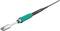 A soldering iron with a green handle and metallic tip, with cable. Suitable for fine soldering work in electronics.