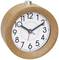 Brown wooden alarm clock with a white dial showing 10:10.