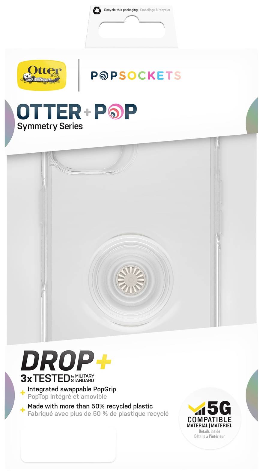 Otterbox +Pop Symmetry Clear Back cover Apple iPhone 14 Plus Transparent MagSafe compatibility, Shockproof 77-88778-3