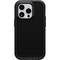 Black OtterBox phone case, robust design, protects the back and sides of a smartphone.