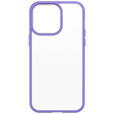 Lila phone case with transparent back panel and camera cutout, suitable for a smartphone.