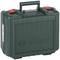 'Bosch' tool case in dark green with red fastenings and handle, for secure storage and transport of tools.