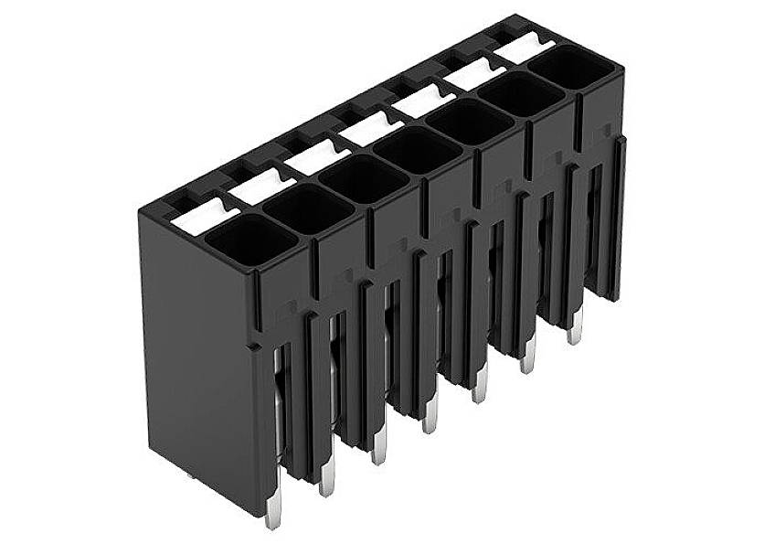 Black electric multi-socket connector, suitable for electronic devices and circuit applications.
