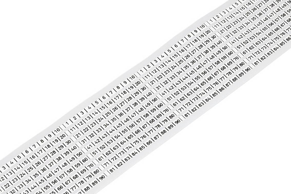 A tape measure with numbers from 1 to 150 in a straight line, used for measuring length and detecting distances.