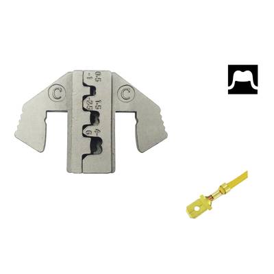 'Metal punch with multiple notches for adjustment. Beside it, a yellow isolated flat connector.'