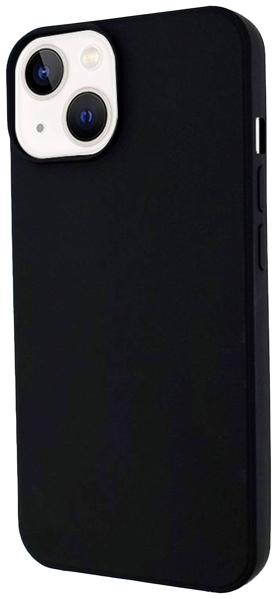 Black smartphone with dual rear camera. The camera is located in the top left corner. Side view shows volume buttons.