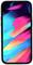 A smartphone with a colourful, abstract screen graphic displaying bright pink, blue, and yellow tones.