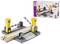 Wooden toy level crossing in Grey and Yellow with Barriers, compatible with Toy Railway Tracks. Packaging featuring an identical motif in the background.