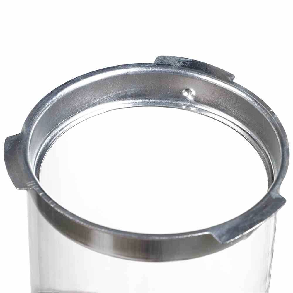 A silver ring with a groove, likely a fastening or sealing element, is lying on a light background.