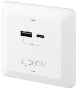 Sygonix SY-5251910  USB charging socket  Surge protection, incl. USB-C®, incl. USB charging port  White