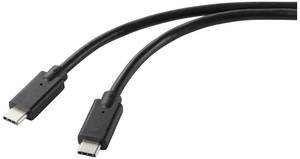 Renkforce USB charging cable USB 2.0 USB-C® plug, USB-C® plug 2.00 m Black TPE coating RF-5251922