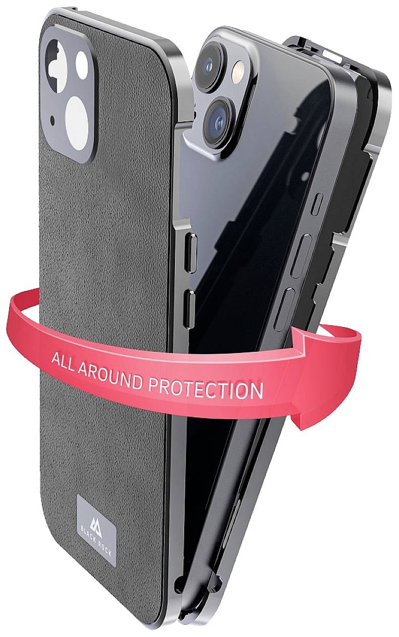 A mobile phone case envelops a smartphone. A red arrow with the inscription 'All Around Protection' symbolises comprehensive protection.