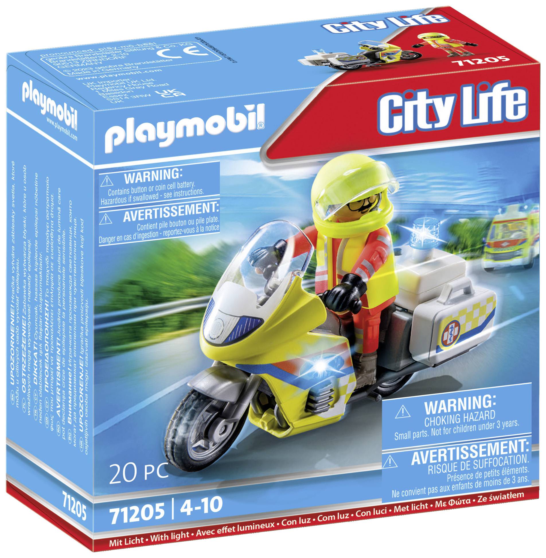 Image of Playmobil® City Life Emergency medical motorcycle with flashing light 71205