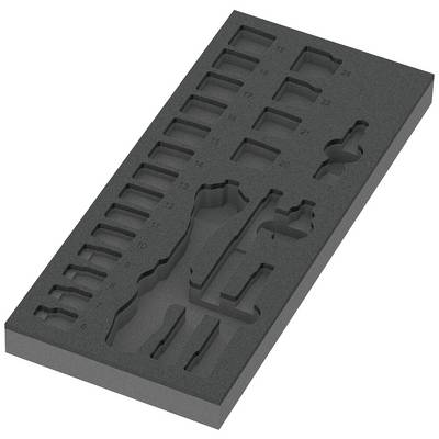 Foam insert with various cut-outs for tools or components, numbered from 1 to 24, in a rectangular format.