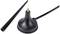 Black antenna with magnetic base and removable rod. Used for wireless signal transmission, commonly used for Wi-Fi or mobile networks.