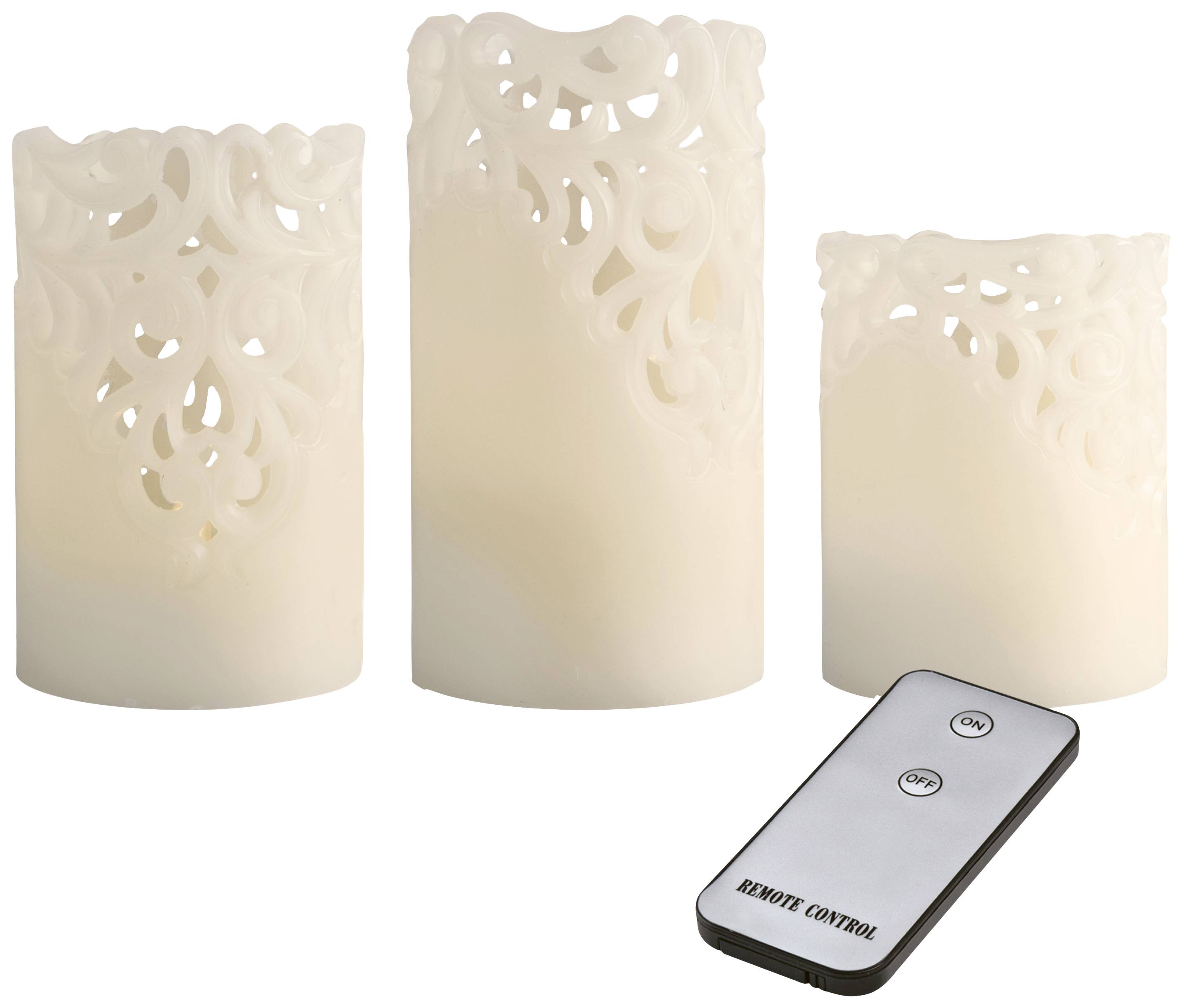 X4-LIFE 701974 LED wax candle 3-piece set incl. remote control