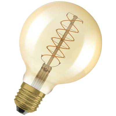 Lightbulb with visible spiral-shaped tungsten filament, glowing warmly.