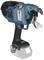 Electric tool with a blue casing, suitable for binding reinforcing steel. Display of safety stickers and handle.