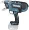 A cordless, blue-black Makita tool with an ergonomic handle and battery, used for professional applications.