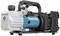 A portable vacuum pump in blue and grey with the brand name 'Makita', suitable for refrigeration system maintenance and repairs.