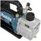 Makita vacuum pump with blue and silver casing, black handle and controls. Used for pressure regulation in various applications.