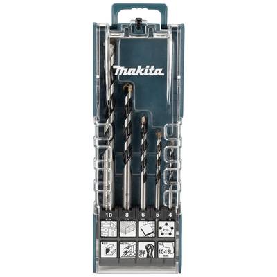 A drill bit set in a transparent box. It contains various drill bit sizes, suitable for materials such as concrete, wood and metal.