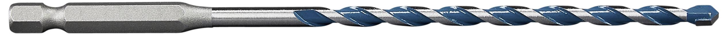 A blue concrete drill bit with a spiral drill and hexagonal shank, designed for use in a drill machine.