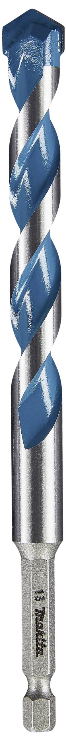 Metal drill bit with blue spiral, point for precise drilling. Suitable for metalworking, industrial use.